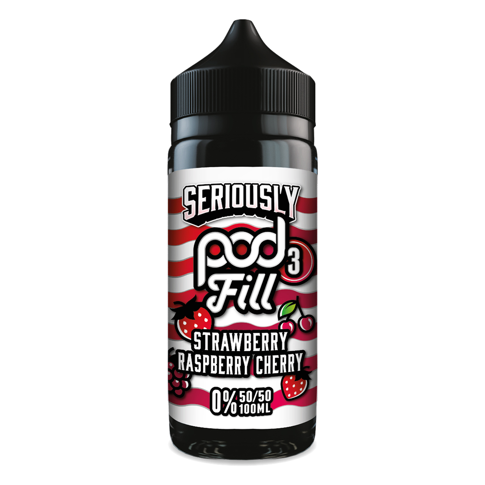 doozy-seriously-pod-fill-3-strawberry-raspberry-cherry SERIOUSLY POD FILL 3 STRAWBERRY RASPBERRY CHERRY SHORTFILL 50VG/50PG E-LIQUID BY DOOZY - Image 1